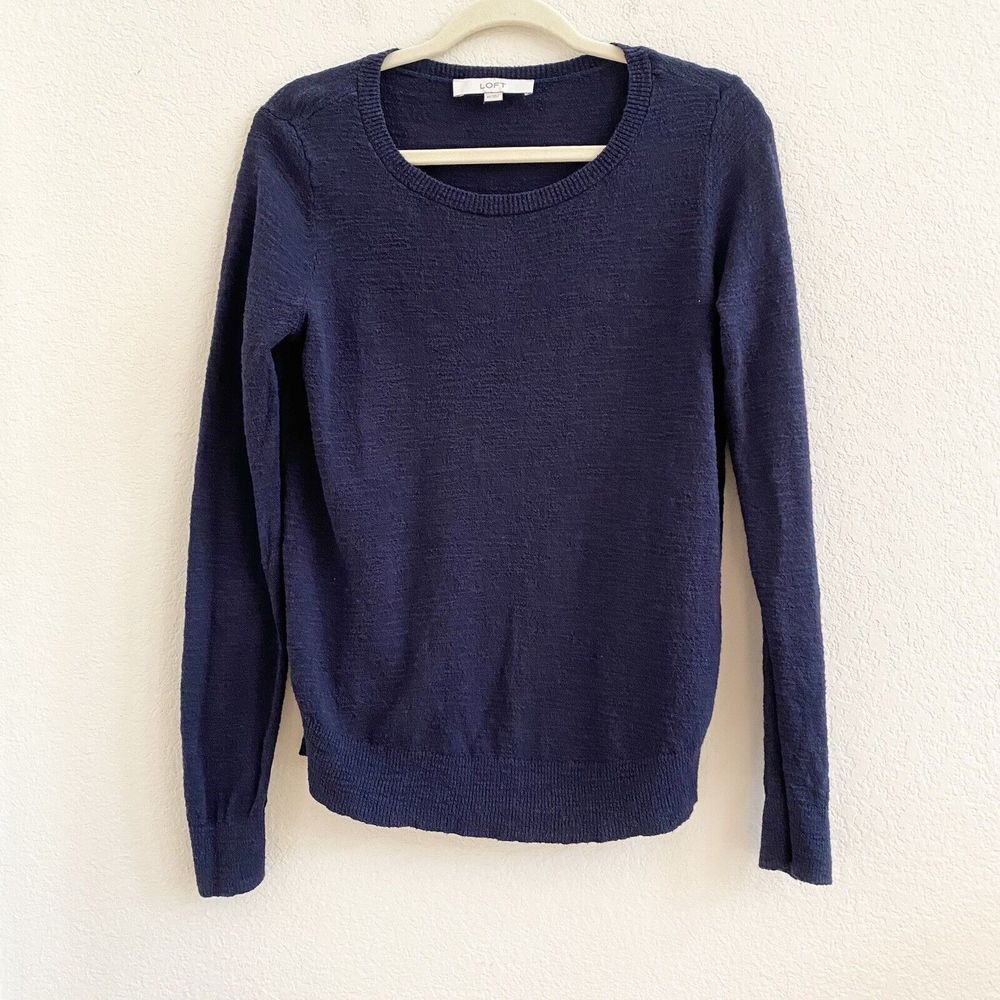 LOFT Ann Taylor Sweater Blue Size XS Pullover Crew Neck Cotton‎